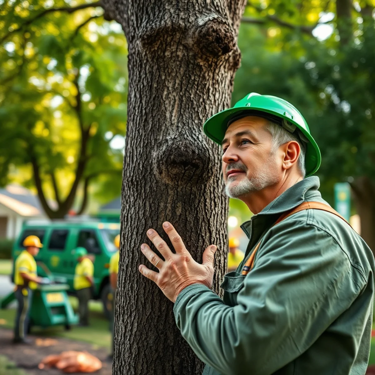 Michigan arborist inspecting a tree, illustrating the Hayworth Tree Service tree care blog