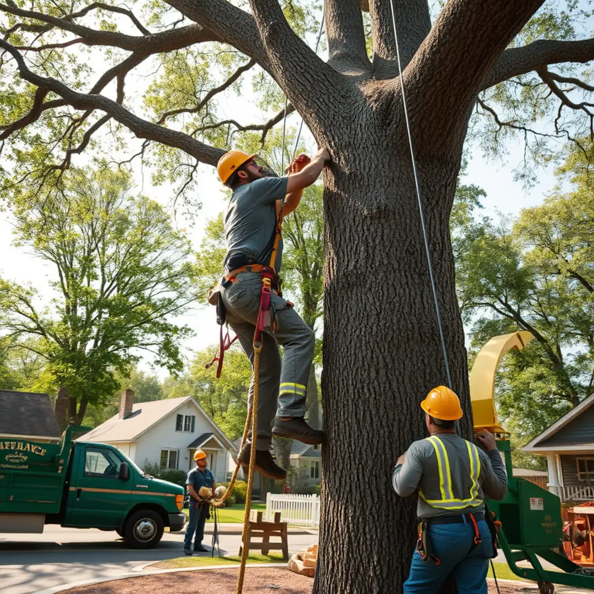 Hayworth Tree Service crew performing tree cabling & bracing in Mid-Michigan