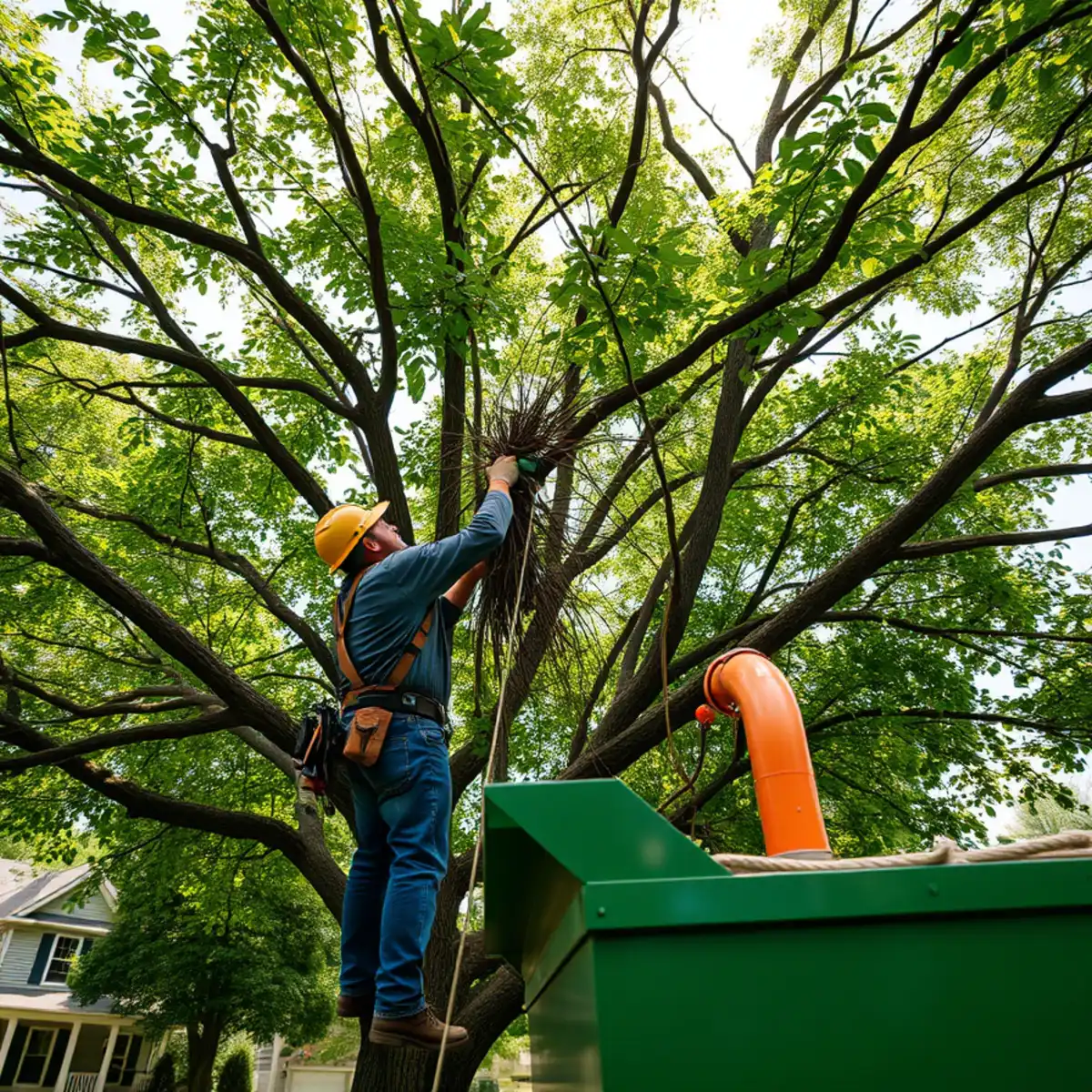 Hayworth Tree Service crew performing crown reduction & thinning in Mid-Michigan