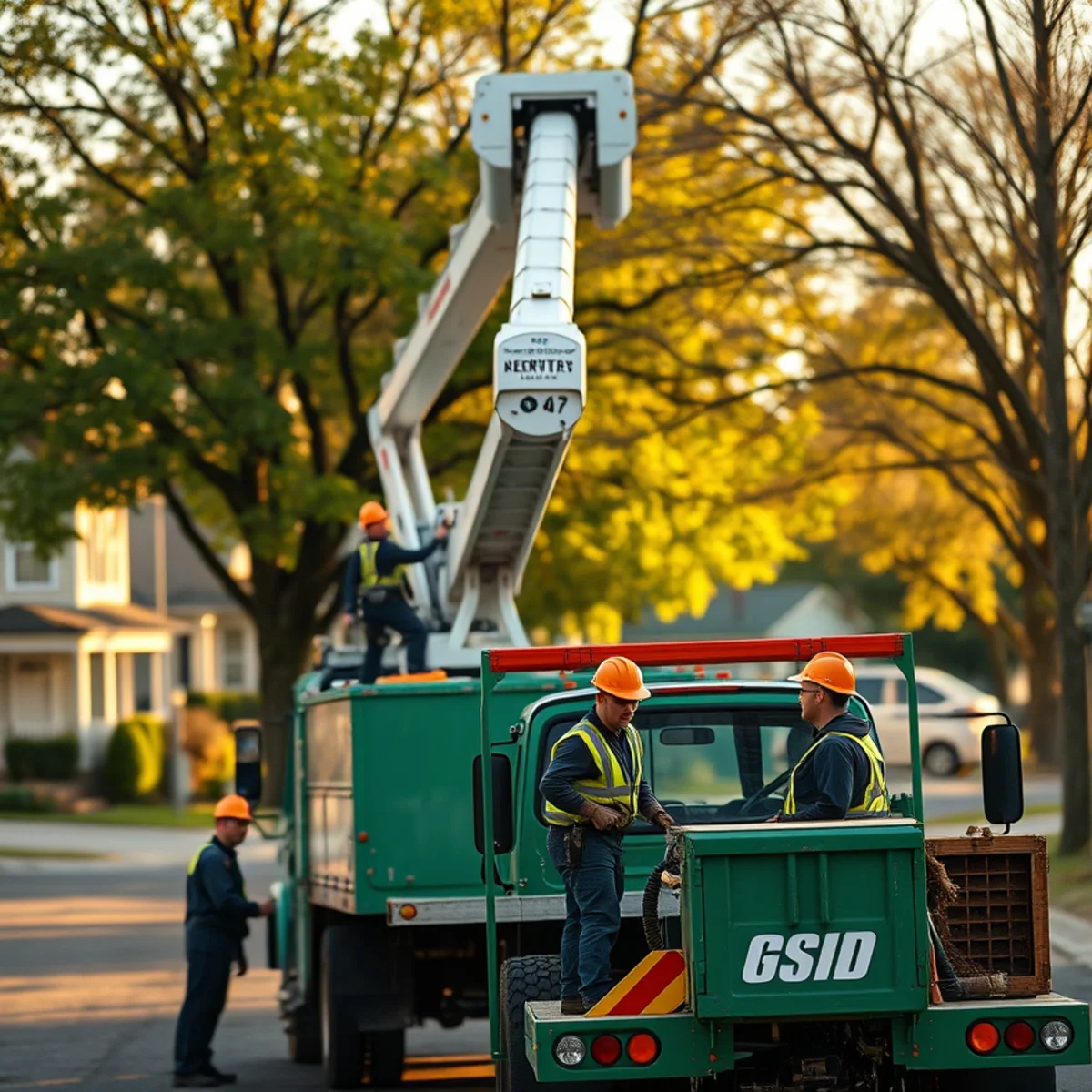 Hayworth Tree Service removing a large oak near Bertha Brock Park in Ionia, Michigan