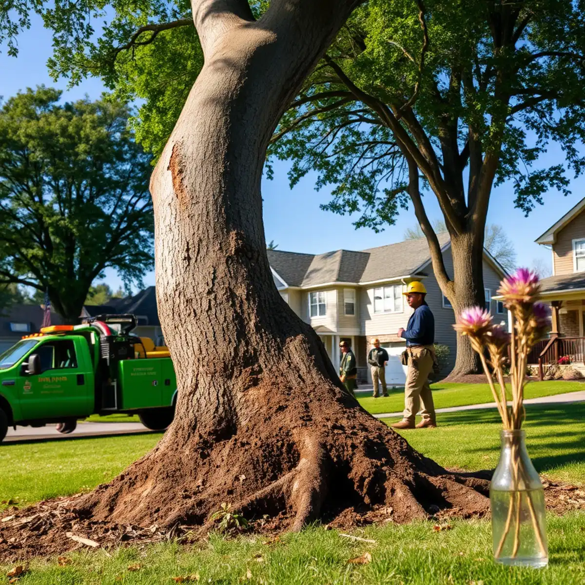 A tree with a new, worsening lean and lifted soil at its base after a storm
